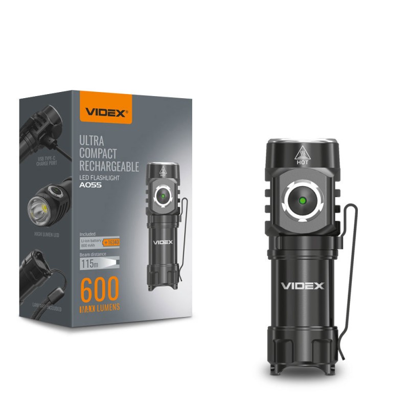 Портативний світлодіодний ліхтарик VIDEX 600Lm 5700K