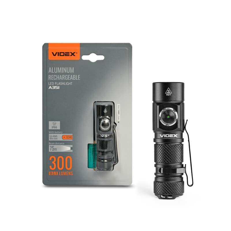Портативний світлодіодний ліхтарик VIDEX 300Lm 5000K