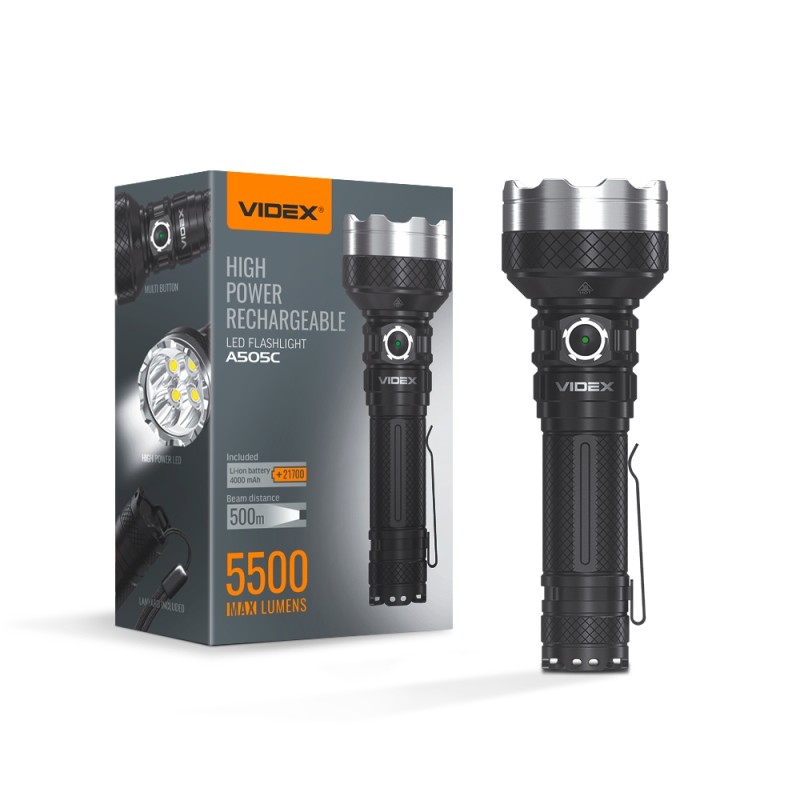 Портативний світлодіодний ліхтарик VIDEX 5500Lm 5000K