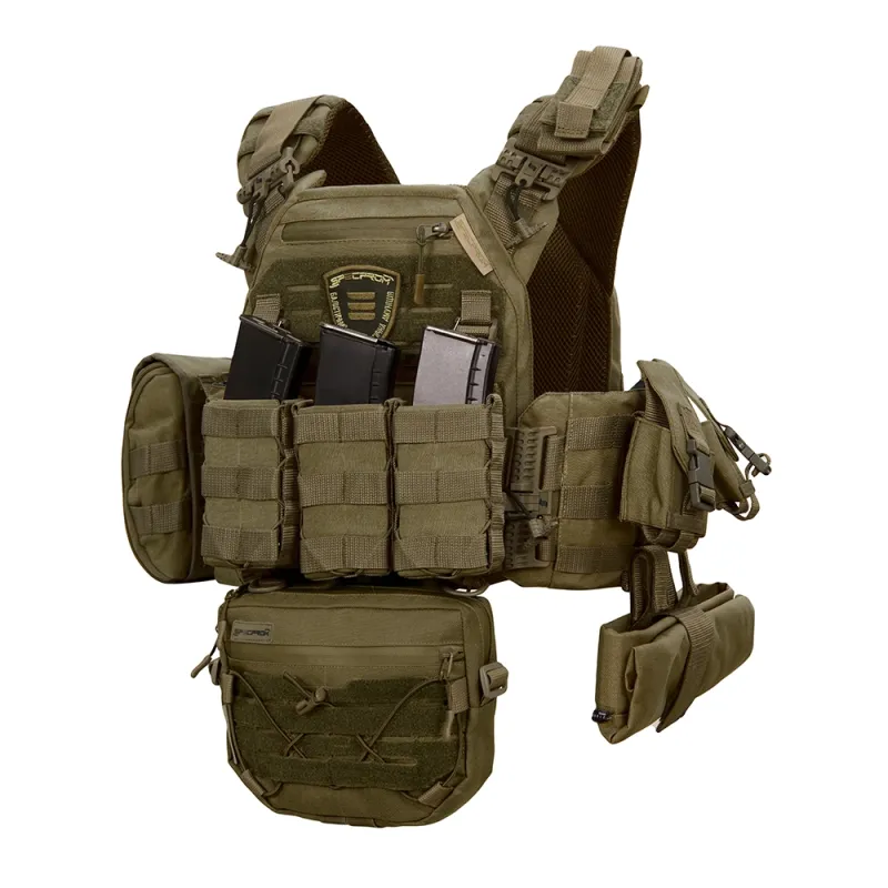 Плитоноска Warmor gen.3 Pro Max. Система швидкого скидання. 7 підсумок. Олива