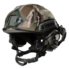 Балістичний бронешолом FAST SPECPROM в кавері з навушниками Earmor M32 (X). Олива