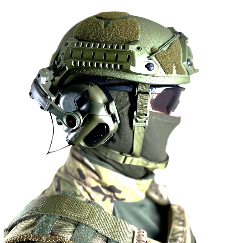 Комплект тактичний бронешолом Sestan-Busch Helmet BK-ACH-HC з активними навушниками Earmor M32 (X). Олива. (M/L)