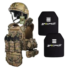 Базовий набір індивідуального захисту: шолом FAST + плитоноска з набором підсумків + комплект плит 6 кл. ДСТУ. Мультикам.