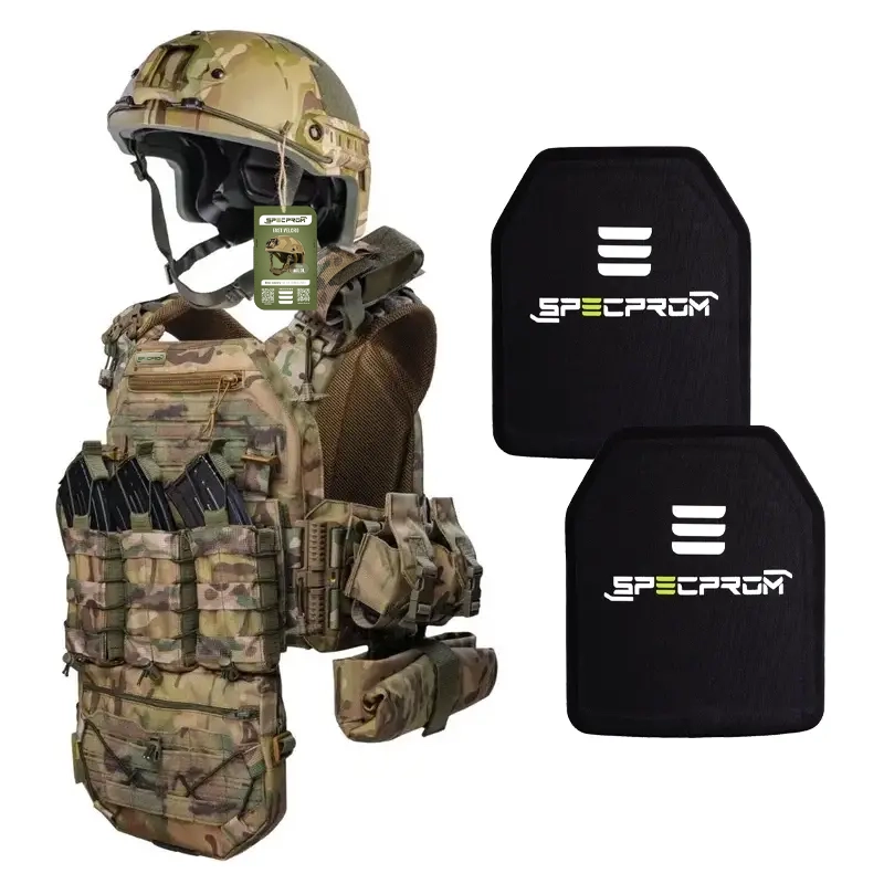 Базовий набір індивідуального захисту: шолом FAST + плитоноска з набором підсумків + комплект плит 6 кл. ДСТУ. Мультикам.