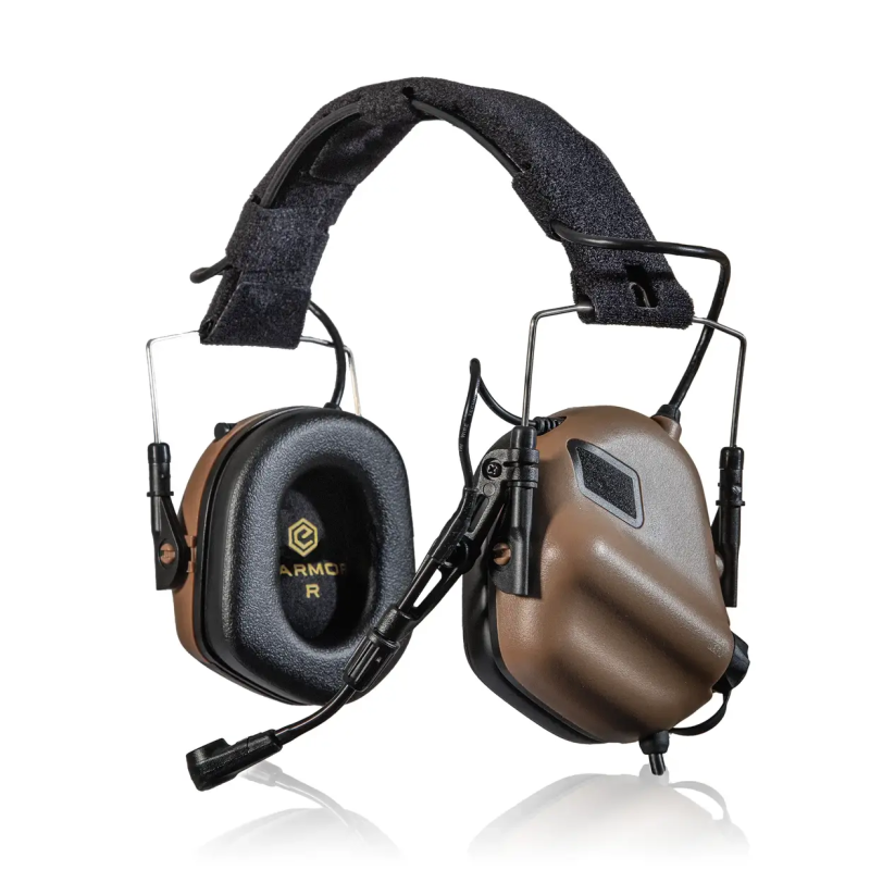 Активні тактичні навушники із мікрофоном Earmor M32 MOD3 Helmet Version. Койот