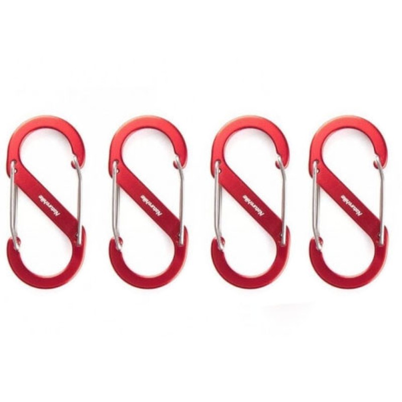 Карабін багатофункціональний Naturehike S-type NH20GS004, 40 мм, 4 шт, червоний