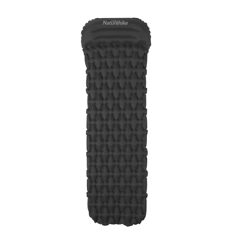 Килимок надувний 65 мм Naturehike FC-12 NH19Z003-P із подушкою та мішком для надування, Графіт