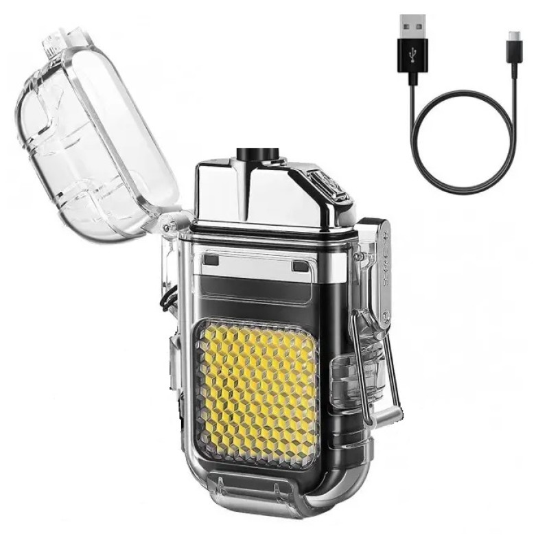 Запальничка з ліхтариком USB Led Китай. Прозорий