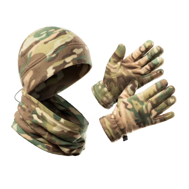 Флісовий набір аксесуарів SPECPROM: шапка + рукавички + баф. Мультикам