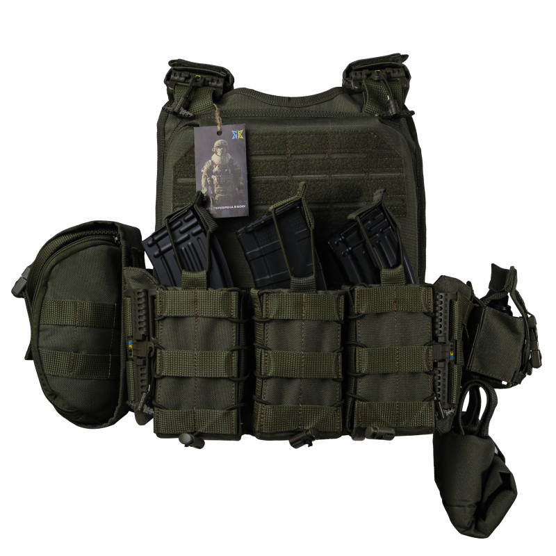 Плитоноска Ares gen.2 з підсумками. Олива
