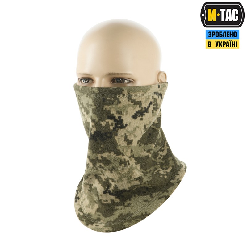 Флісовий баф, шарф M-Tac Elite Fleece анатомічний з затяжкою. Піксель