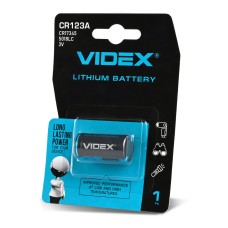 Батарейка літієва Videx CR123A 1шт BLISTER CARD