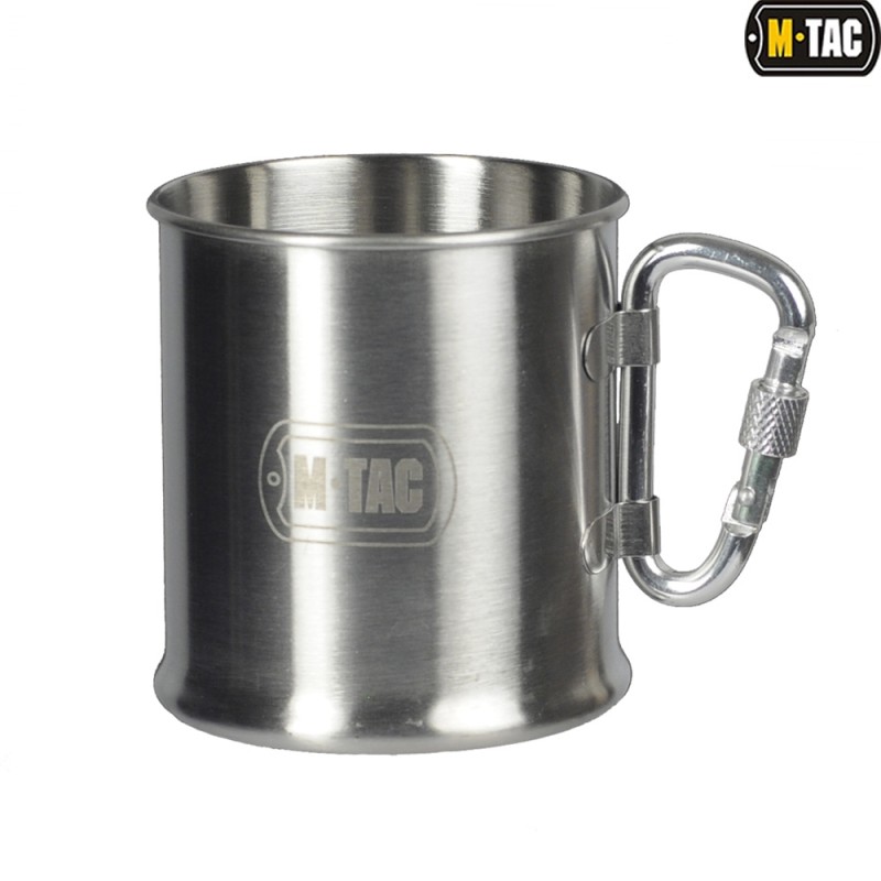 Кружка M-Tac з карабіном із нержавіючої сталі. Сірий