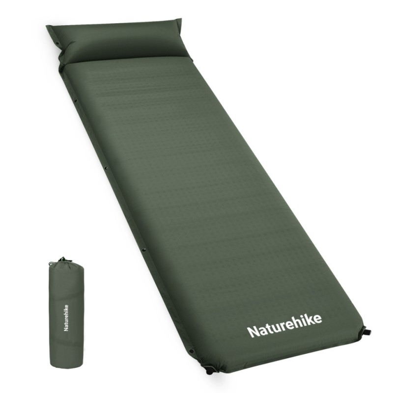 Матрац самонадувний з подушкою Naturehike CNK2450WS020. Зелений