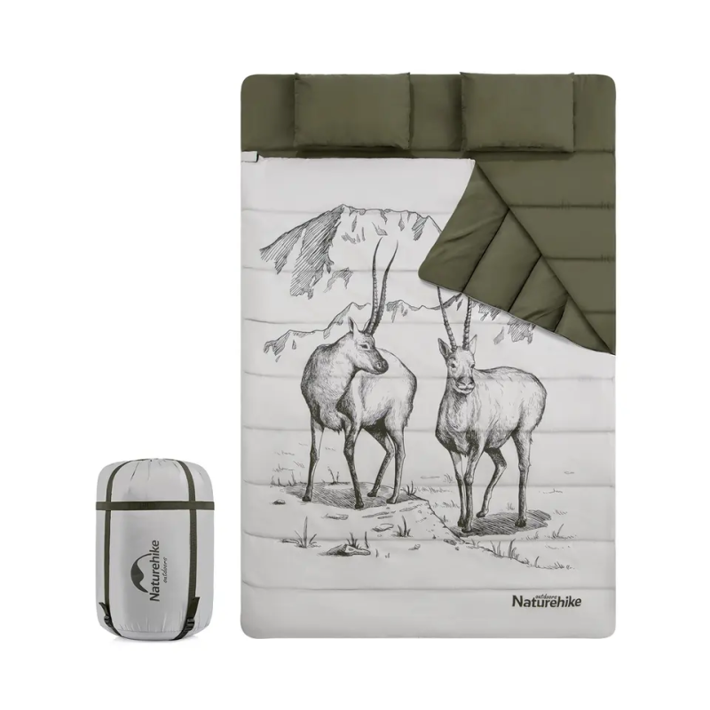 Спальний мішок двомісний із подушками Naturehike NH21MSD06. Зелений