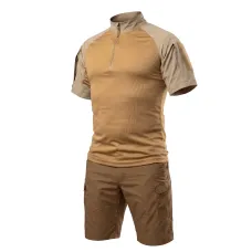 Тактичний літній костюм з убаксом Combatant Raider Core короткий рукав та шортами Rip-Stop PolyCotton SPECPROM. Койот