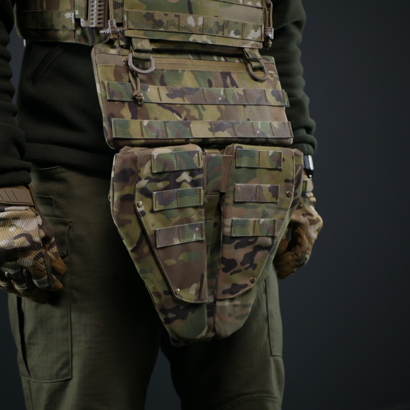 Захист паху (напашник) потрійний Kiborg з балістичним пакетом 1 клас захисту Militex Multicam