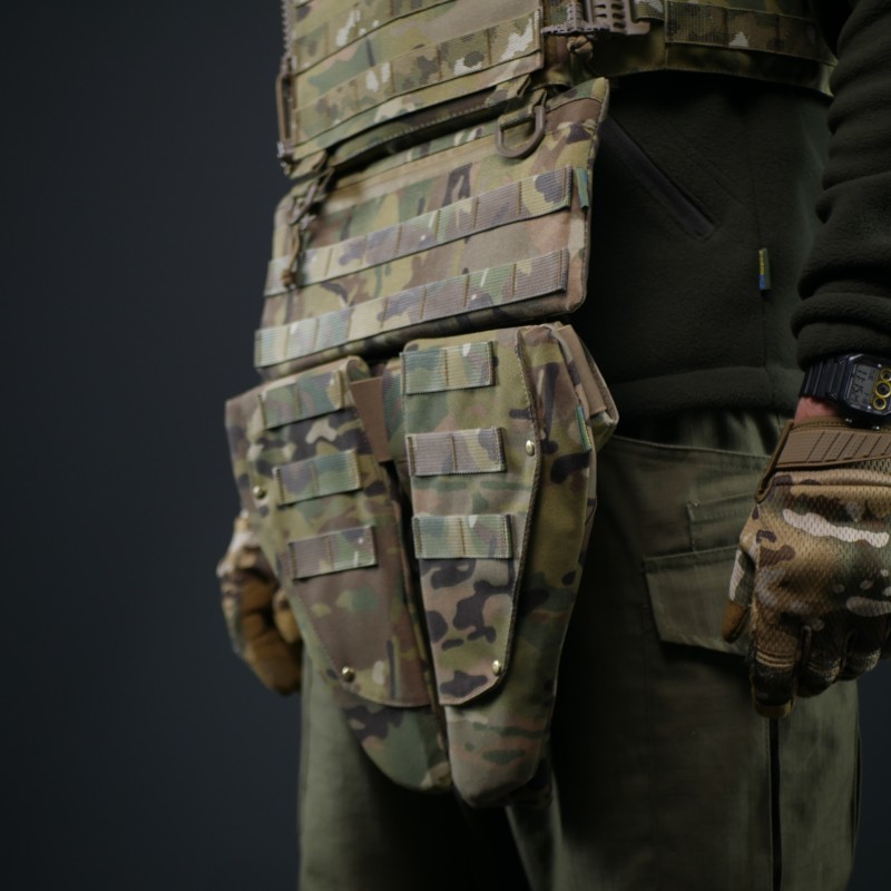 Захист паху (напашник) потрійний Kiborg з балістичним пакетом 1 клас захисту Militex Multicam