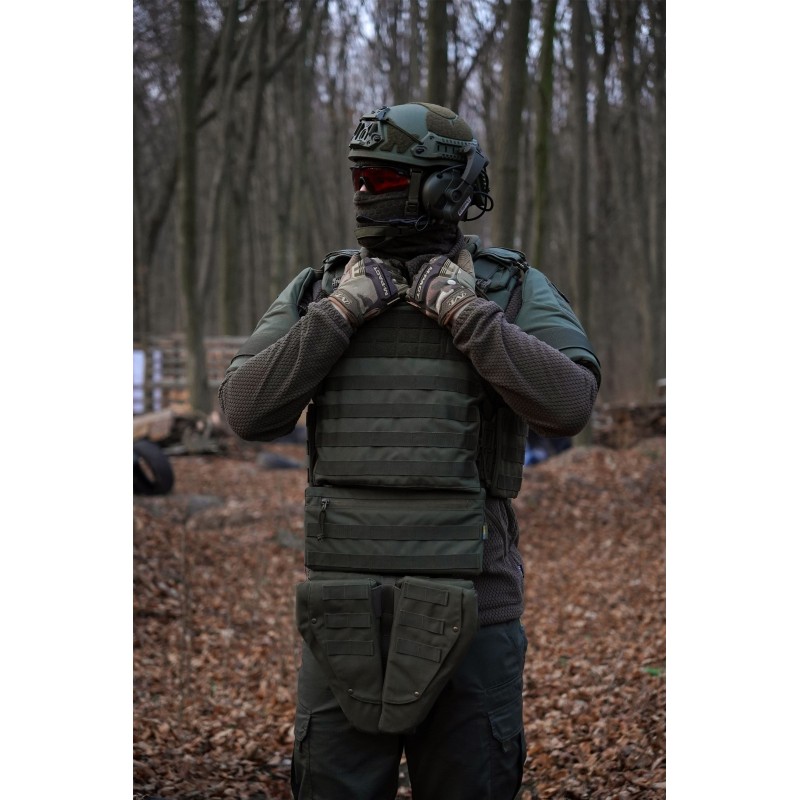 Захист паху (напашник) потрійний Kiborg з балістичним пакетом 1 клас захисту Militex Khaki