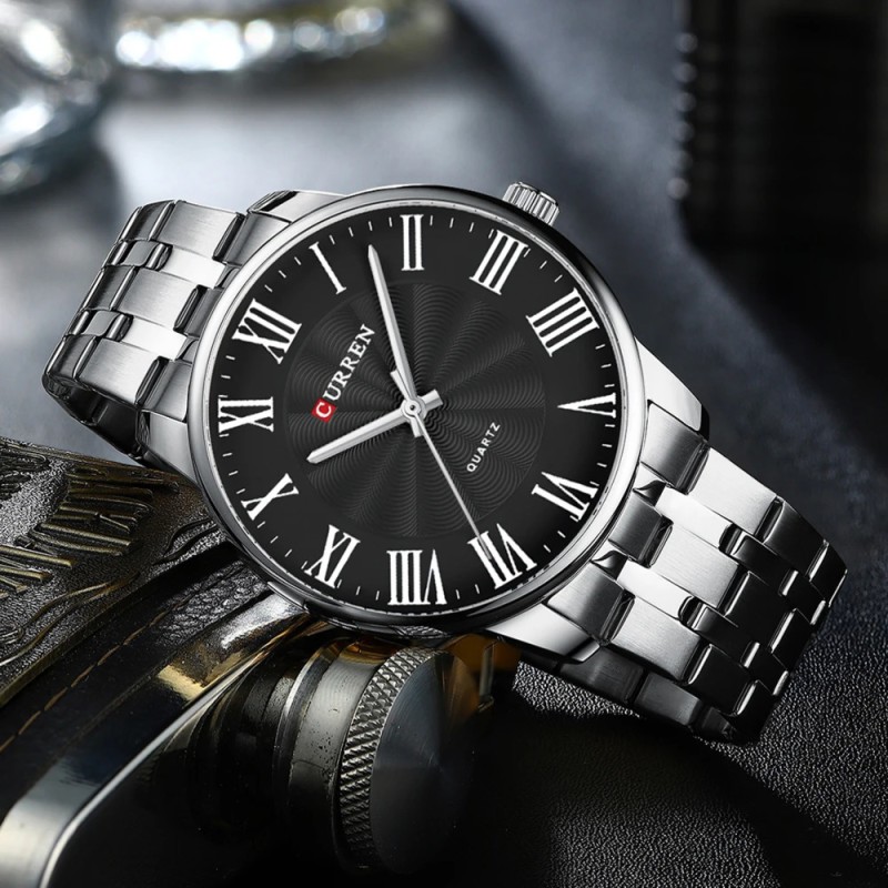 Curren 8422 Silver-Black