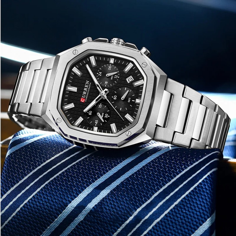 Curren 8459 Silver-Black