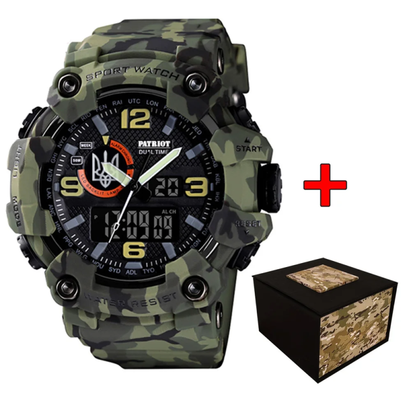 Patriot 002CMGRUASI Тризуб срібло Зелений камуфляж + Коробка.