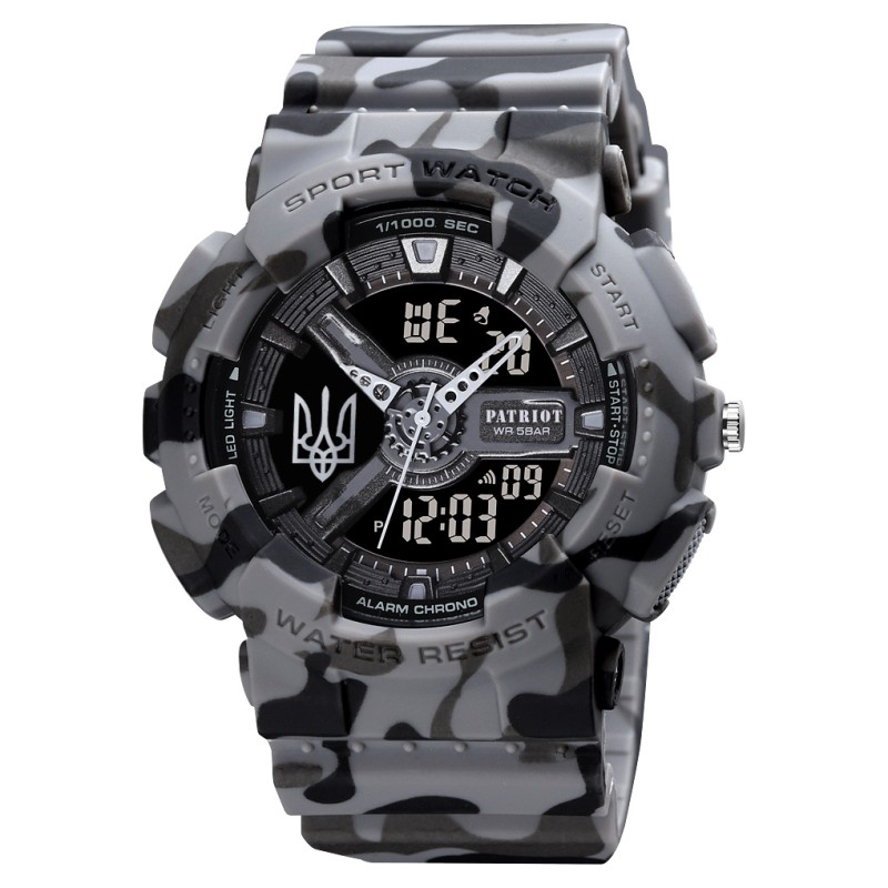 Patriot 005 Тризуб срібло Camo Grey + Коробка.