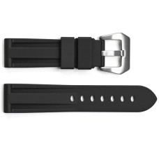 Ремінець для годинника 3001 Silicone Black-Silver 24 мм.