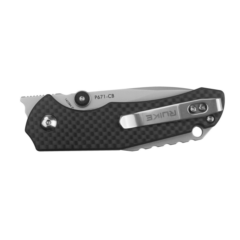 Ніж складаний кишеньковий Ruike P671-CB, (7 см) 14C28N / G10&carbon fiber чорний