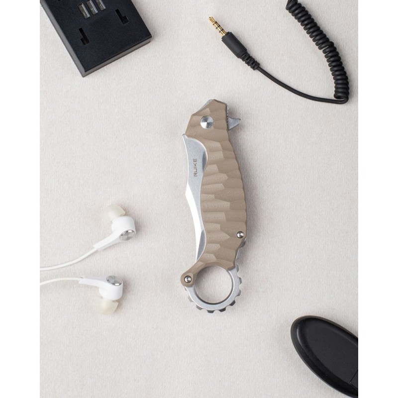 Ніж складаний кишеньковий Ruike P881-W, (7.6 см) 14C28N / G10 бежевий