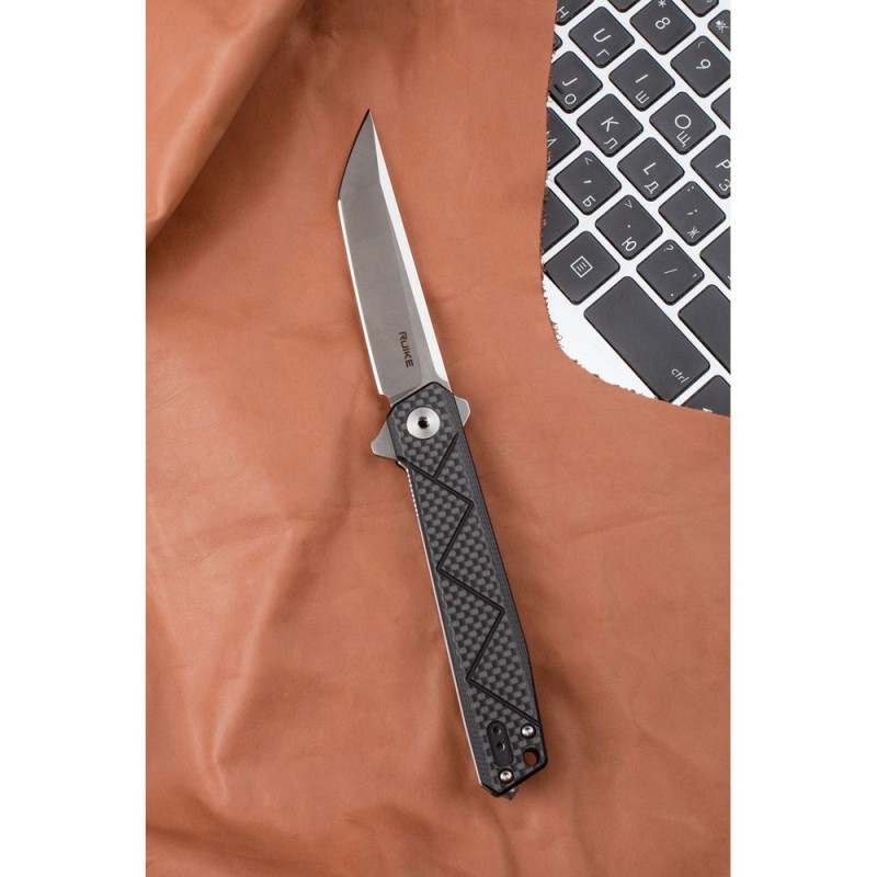 Ніж складаний туристичний Ruike P127-CB, (9.1 см) 14C28N / G10 + carbon fiber чорний