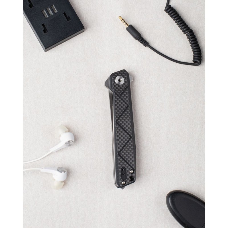 Ніж складаний туристичний Ruike P127-CB, (9.1 см) 14C28N / G10 + carbon fiber чорний