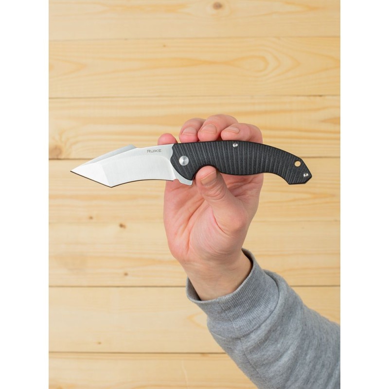 Ніж складаний туристичний Ruike P851-B, (8.9 см) 14C28N / G10 чорний