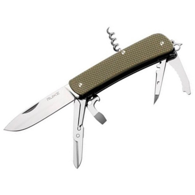 Багатофункціональний ніж Ruike Criterion L31, (8.5 см) 12C27 / G10 зелений, 18 інстр.