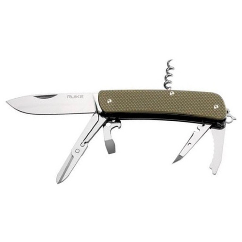 Багатофункціональний ніж Ruike Criterion L31, (8.5 см) 12C27 / G10 зелений, 18 інстр.
