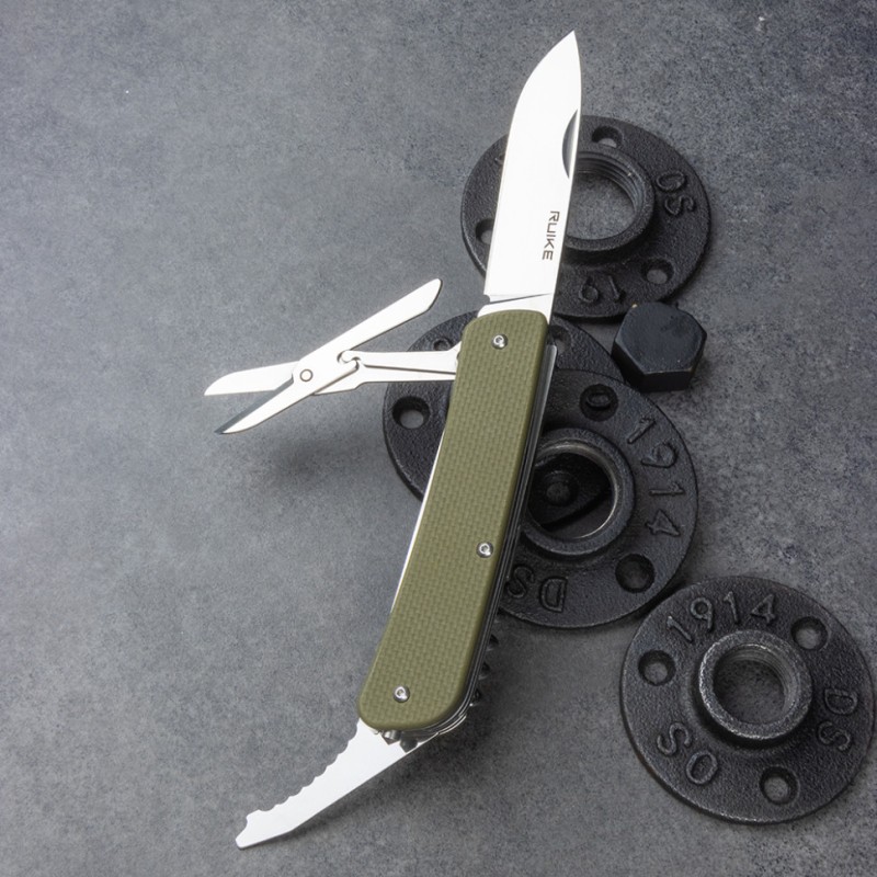 Багатофункціональний ніж Ruike Criterion L31, (8.5 см) 12C27 / G10 зелений, 18 інстр.