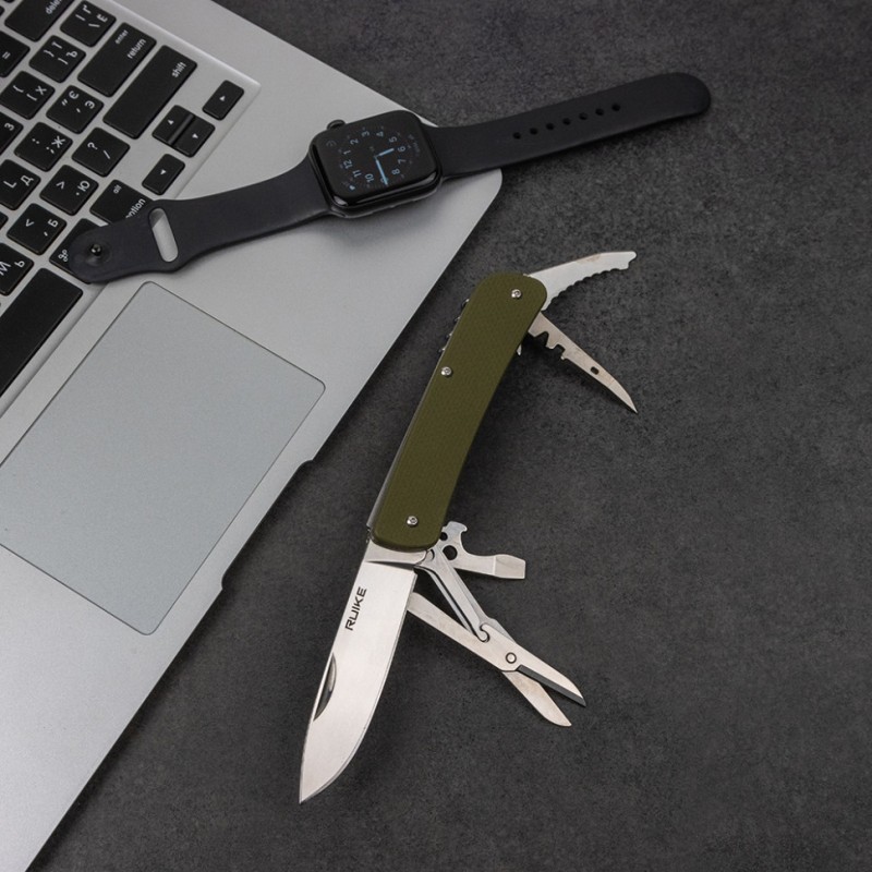 Багатофункціональний ніж Ruike Criterion L31, (8.5 см) 12C27 / G10 зелений, 18 інстр.