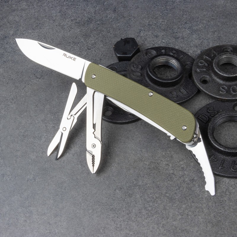 Багатофункціональний ніж Ruike Criterion L41, (8.5 см) 12C27 / G10 зелений, 22 інстр.