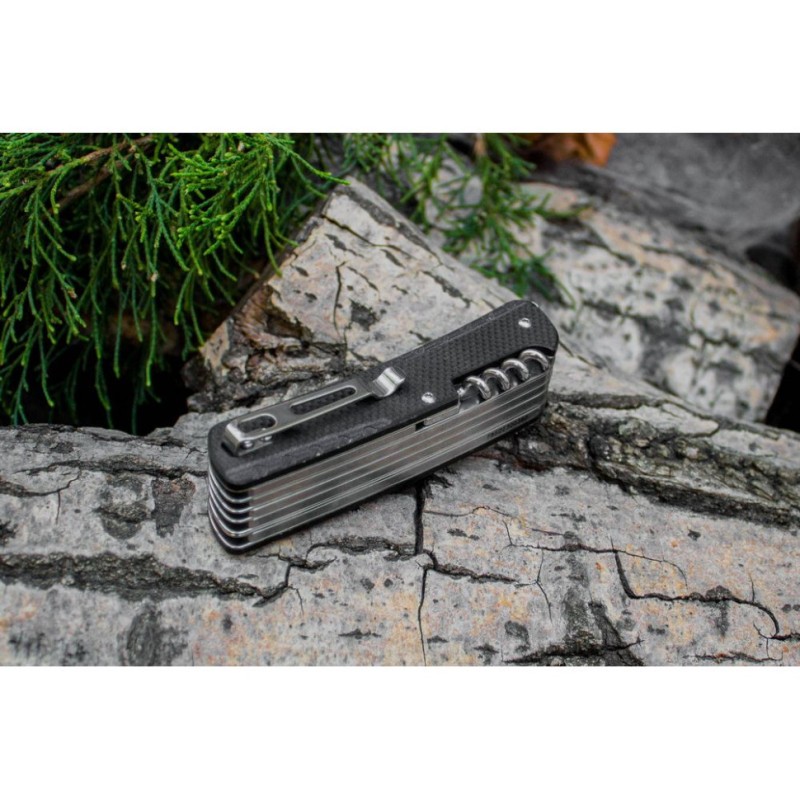 Багатофункціональний ніж Ruike Criterion L51, (8.5 см) 12C27 / G10 чорний, 23 інстр.
