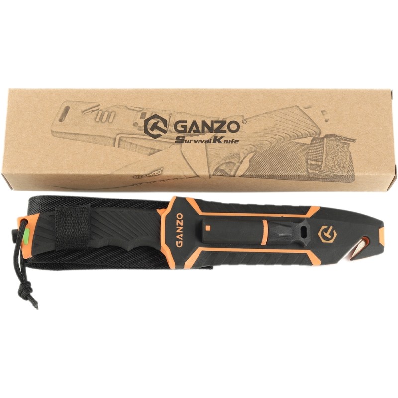 Ніж Ganzo G8012V2-OR помаранчевий (G8012V2-OR) з паракордом