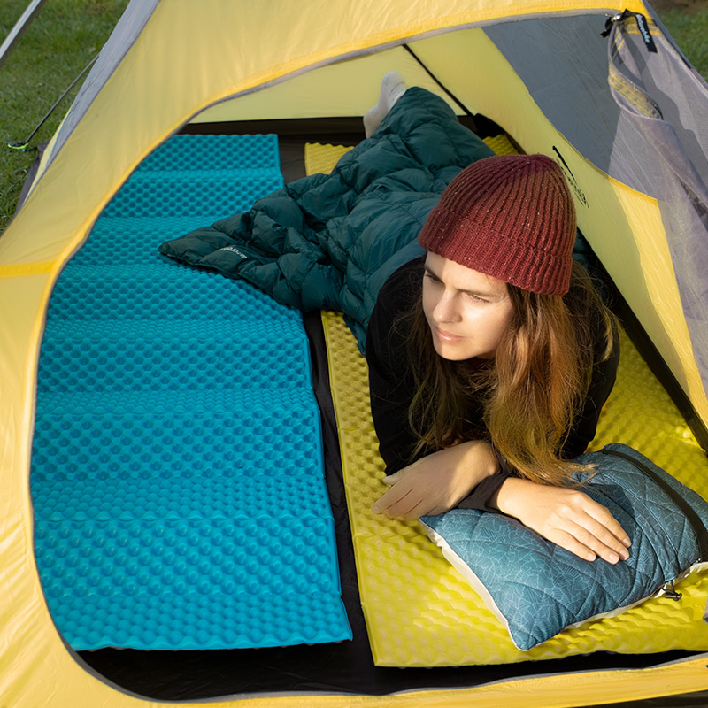 Килимок туристичний складаний одномісний IXPE Naturehike Thickened NH20FCD07 кемпінговий з алюмінієвою плівкою, 187x56x2,5 см, блакитний