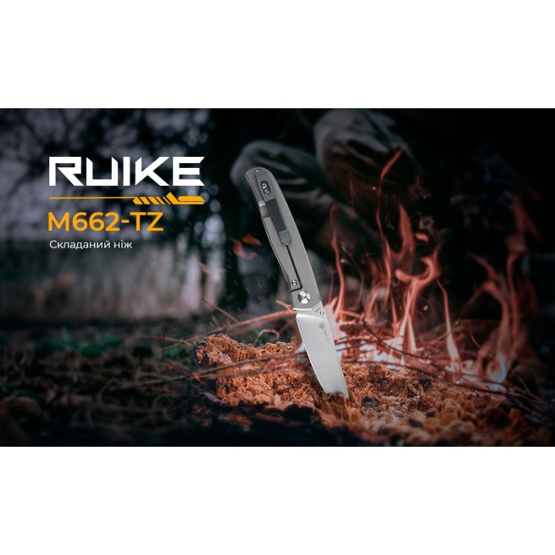 Ніж складаний кишеньковий Ruike M662-TZ, (7.4 см) steel 154СМ / TC4 (титан) + G10 чорний