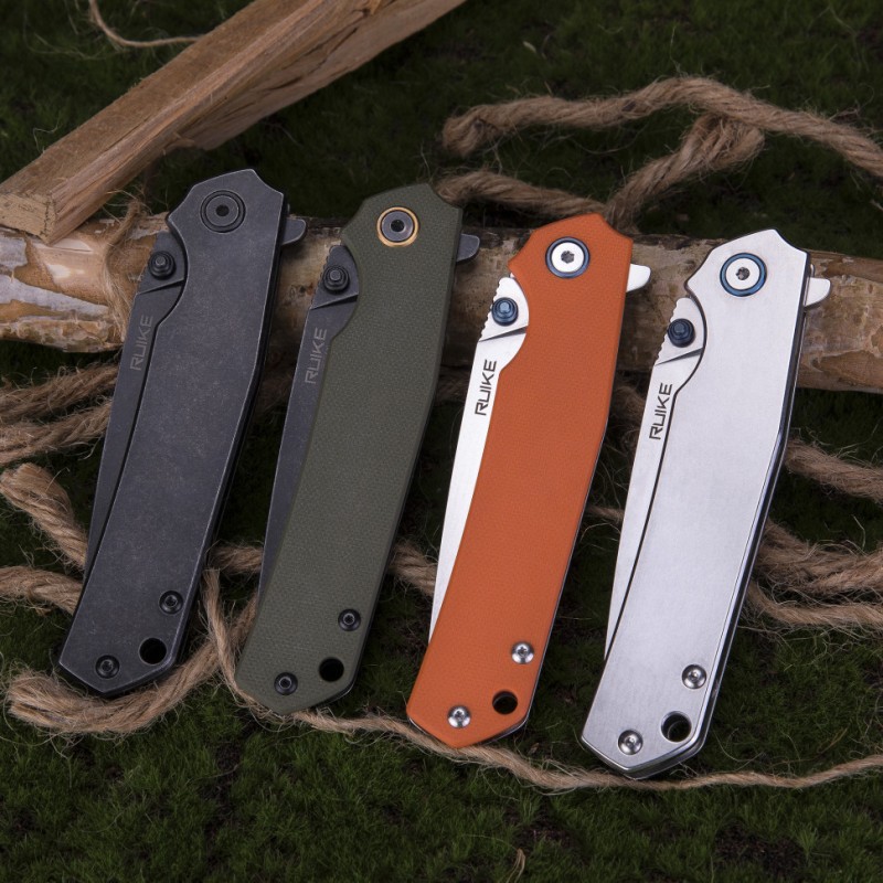 Ніж складаний туристичний Ruike P801-J, (8.6 см) 14C28N /  G10 помаранчевий