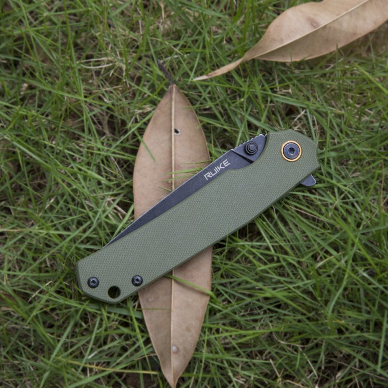 Ніж складаний туристичний Ruike P801-J, (8.6 см) 14C28N /  G10 помаранчевий