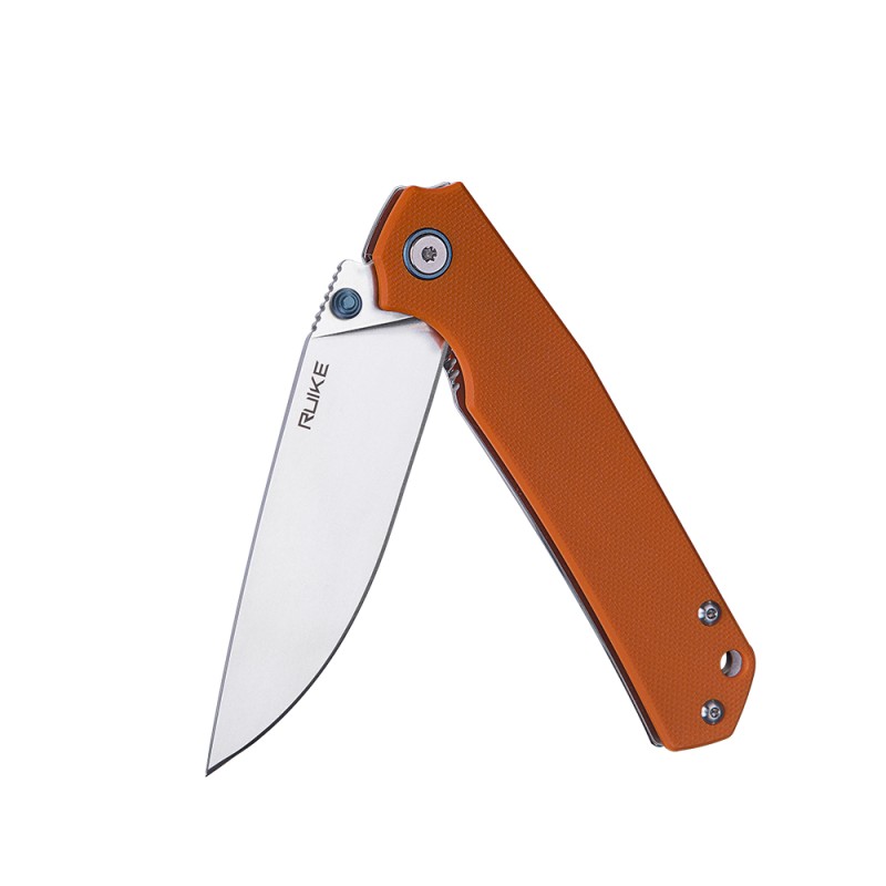 Ніж складаний туристичний Ruike P801-J, (8.6 см) 14C28N /  G10 помаранчевий