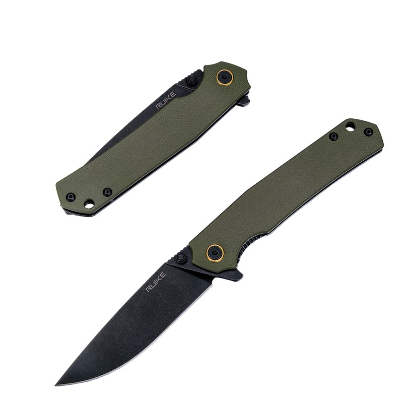 Ніж складаний туристичний Ruike P801-G, (8.6 см) 14C28N / G10 оливковий