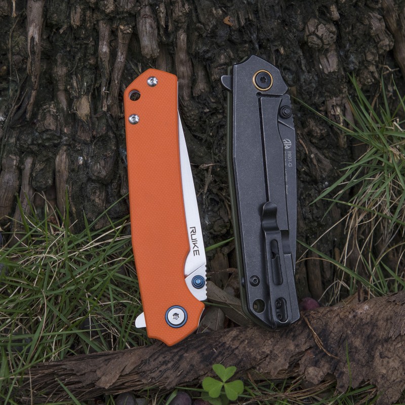 Ніж складаний туристичний Ruike P801-G, (8.6 см) 14C28N / G10 оливковий