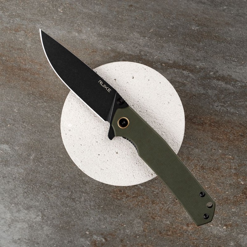 Ніж складаний туристичний Ruike P801-G, (8.6 см) 14C28N / G10 оливковий
