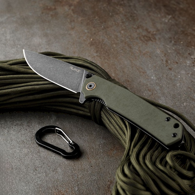 Ніж складаний туристичний Ruike P801-G, (8.6 см) 14C28N / G10 оливковий