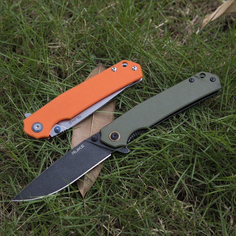Ніж складаний туристичний Ruike P801-G, (8.6 см) 14C28N / G10 оливковий